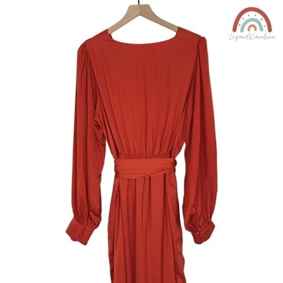 New! City Chic Opulent Faux Wrap Amber Cocktail Party Fall Midi Dress - Picture 6 of 16